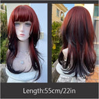 Peluca Peluca Linda Peluca De Mujer De Onda Grande Con Flequillo De Aire Peluca Roja Oscura for Niñas Peluca De Síntesis Mujer