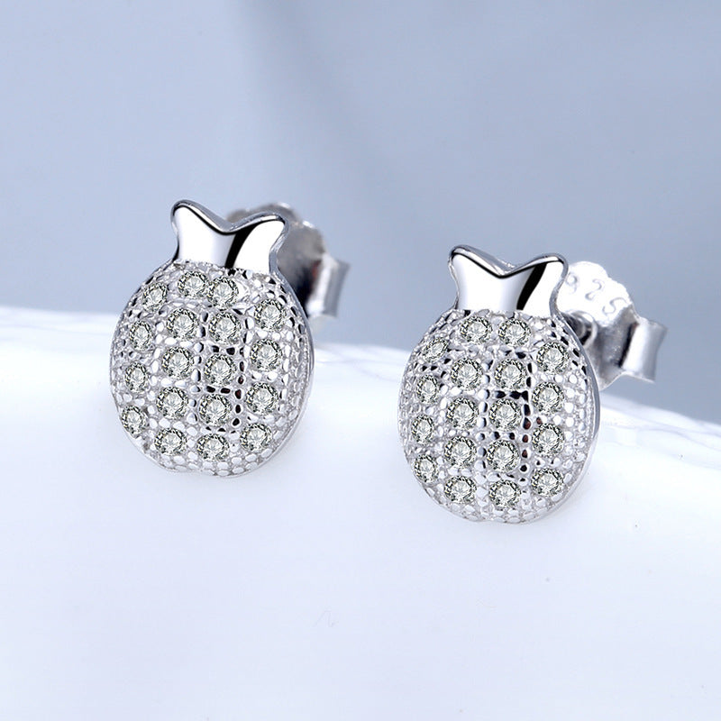 Pineapple Stud Earrings in Sterling Silver
