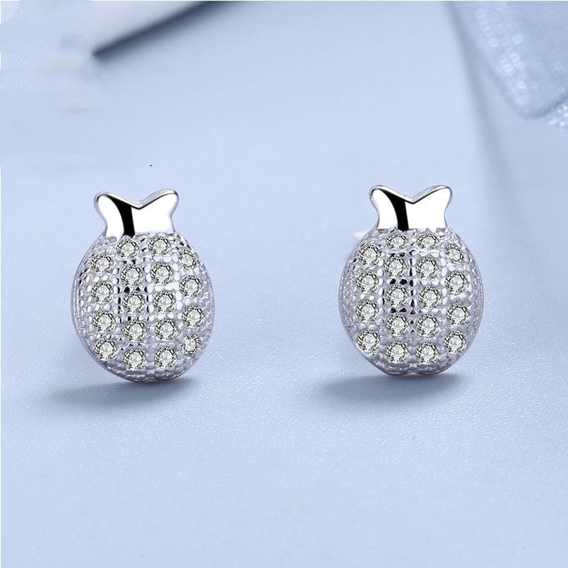 Pineapple Stud Earrings in Sterling Silver