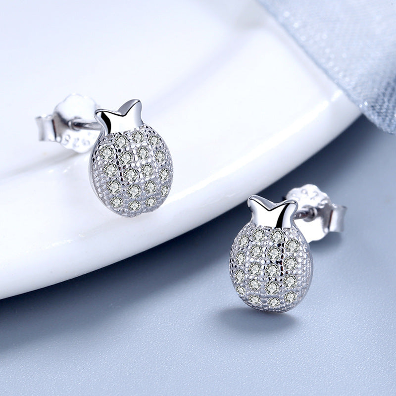 Pineapple Stud Earrings in Sterling Silver