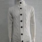 Men's Stand Collar Sweater Knit Button Cardigan Tops Men's Clothing
