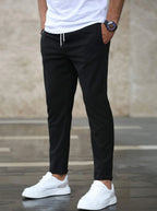 Men's Casual Drawstring Trousers With Pockets Fashion Slim Fit  Skinny Pencil Pants Clothing