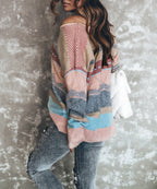 Fashion Casual Printed V-Neck Long Sleeve Top