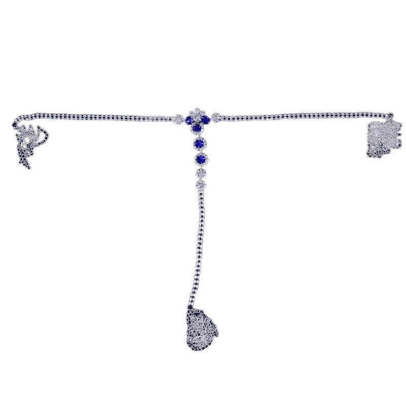 💎 Cadena Corporal Sexy | Bragas de Strass Azul y Blanco