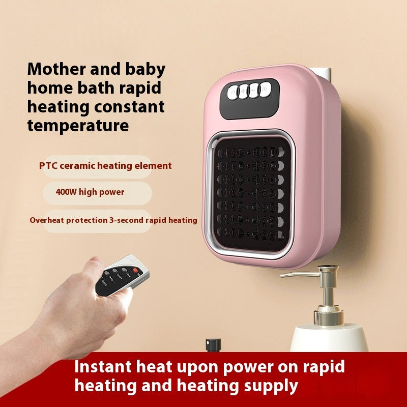 Wall Mounted Portable Small Electric Heater With Remote Control, Adjustable Silent Thermostat Suitable For Winter Home Offices Bathroom