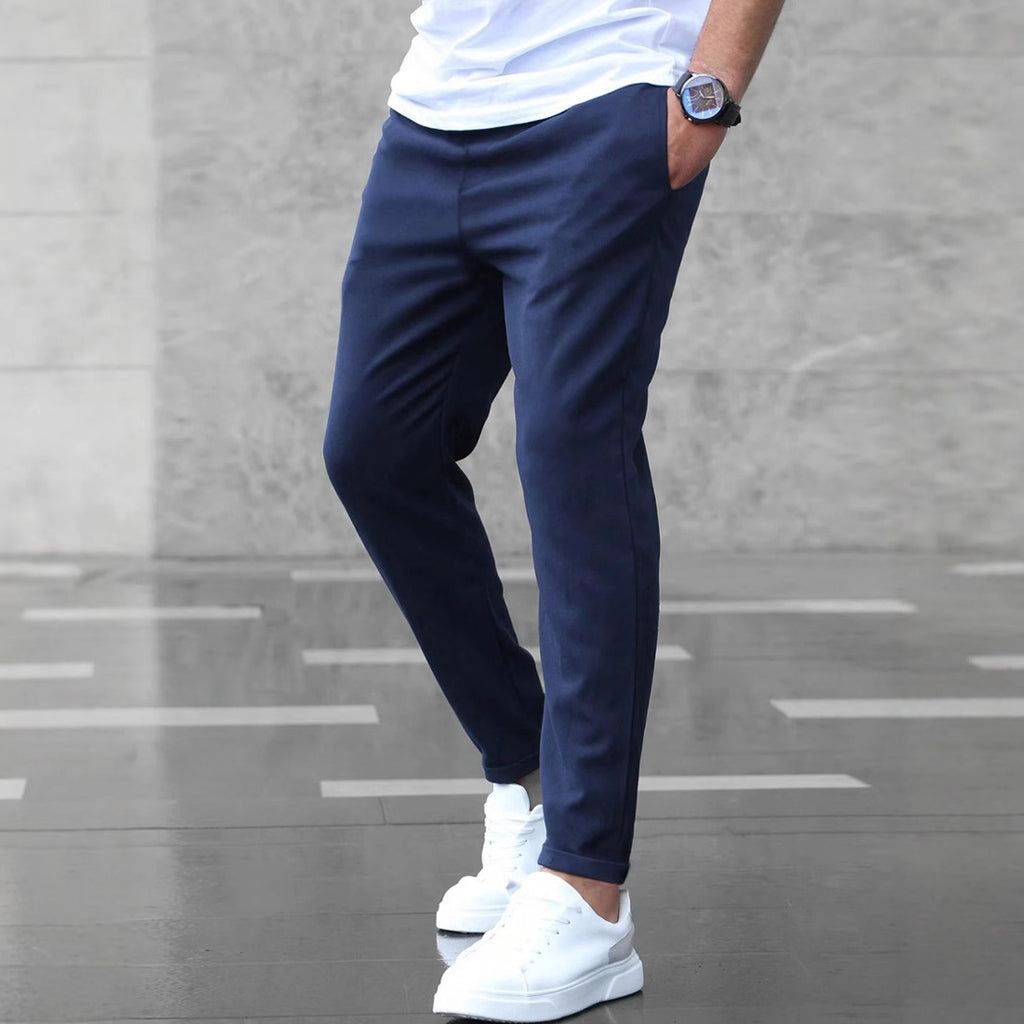 Men's Casual Drawstring Trousers With Pockets Fashion Slim Fit  Skinny Pencil Pants Clothing