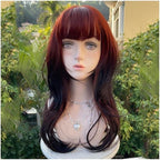 Peluca Peluca Linda Peluca De Mujer De Onda Grande Con Flequillo De Aire Peluca Roja Oscura for Niñas Peluca De Síntesis Mujer