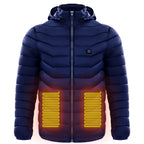 Men Heated Puffer Jacket Electric Heating Coat Insulated Hood Windbreaker 9Heat Zones