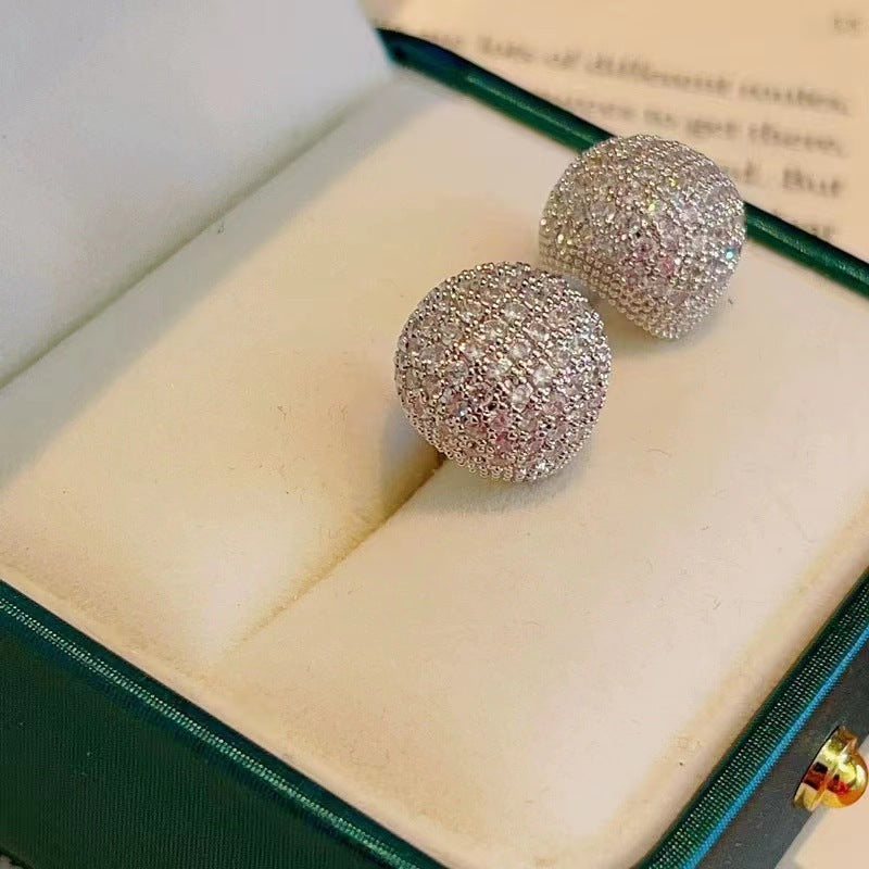 Light Luxury Full Diamond Little Golden Beans Ear Clip Exquisite And Versatile Flashing Earrings