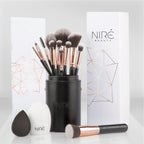 Niré Beauty Set De Brochas De Maquillaje Profesional De 15 Piezas : Brochas Y Pinceles De Maquillaje, Estuche, Esponja, Limpiador, Guía, Caja De Regalo