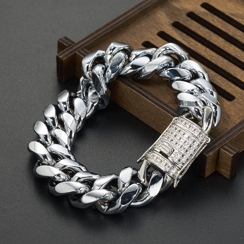 European And American Men's Stainless Steel Cuban Chain Encryption