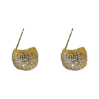 Light Luxury Full Diamond Little Golden Beans Ear Clip Exquisite And Versatile Flashing Earrings