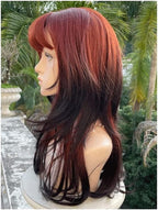 Peluca Peluca Linda Peluca De Mujer De Onda Grande Con Flequillo De Aire Peluca Roja Oscura for Niñas Peluca De Síntesis Mujer