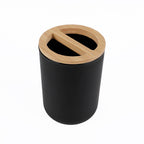 Set de Baño Set de Inodoro 5 Piezas Dispensador de Jabón, Portacepillos de Dientes, Cepillo de Baño, Jabonera & Vaso - Bambú