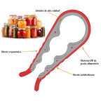 Abridor de frascos tapas con almohadilla de agarre para personas mayores manos débiles, abridor multifunción 4 en 1