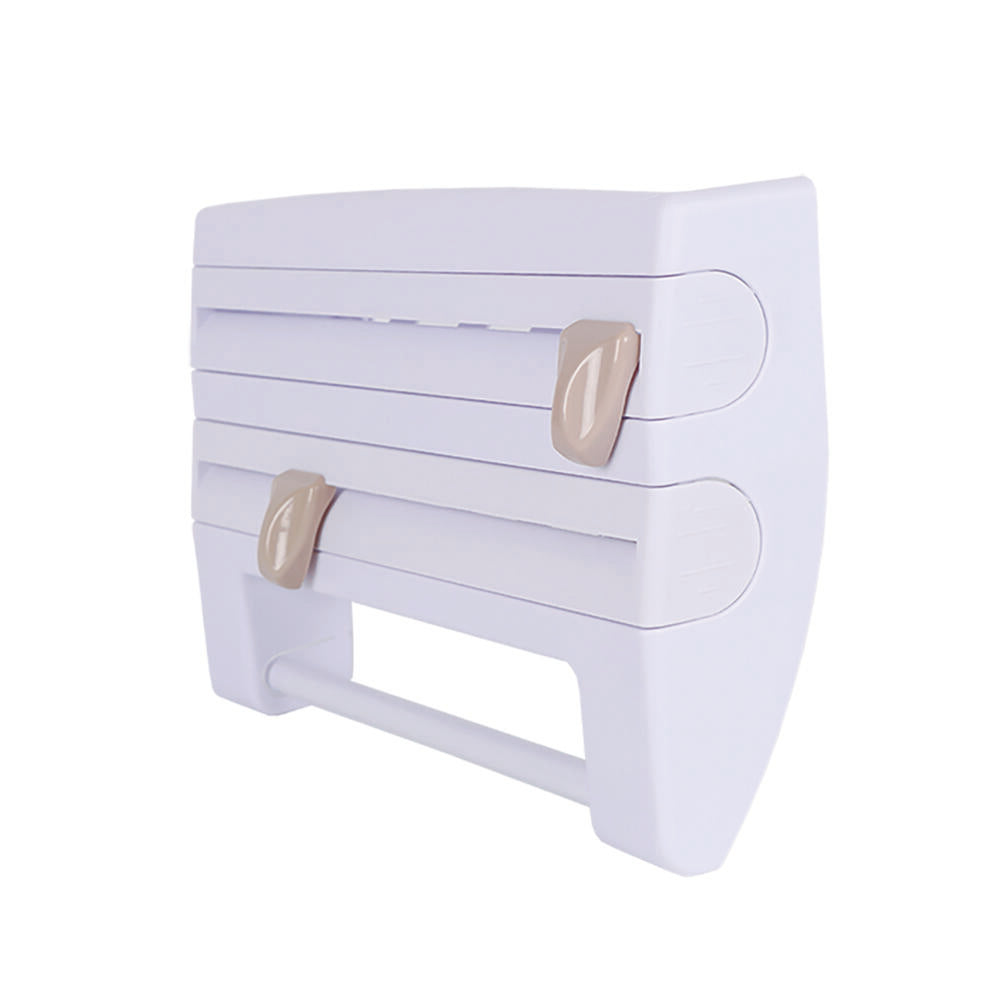 Portarrollos de Pared Para 3 Rollos, Porta Rollos Con Cuchillas Para un Corte Limpio, Portarrollos de Cocina de plástico